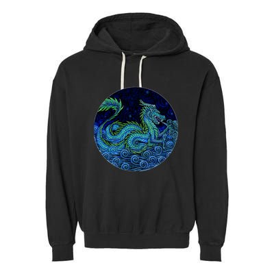 Chinese Azure Dragon Garment-Dyed Fleece Hoodie