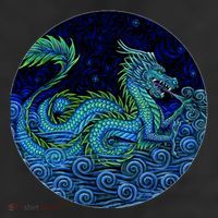 Chinese Azure Dragon 7 Panel Mesh Trucker Snapback Hat