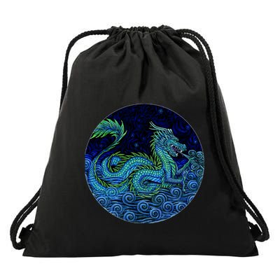 Chinese Azure Dragon Drawstring Bag