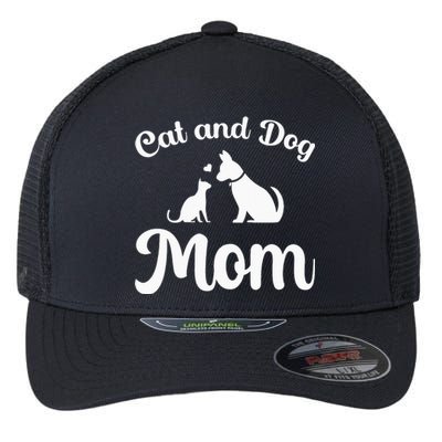 Cat and Dog Mom Kitten and Puppy Mama Flexfit Unipanel Trucker Cap