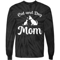 Cat and Dog Mom Kitten and Puppy Mama Tie-Dye Long Sleeve Shirt