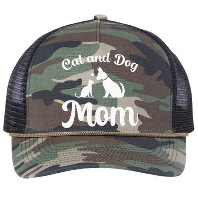 Cat and Dog Mom Kitten and Puppy Mama Retro Rope Trucker Hat Cap