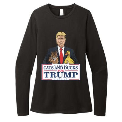 Cats And Ducks For Trump 2024 Kittens And Ducks For Trump Womens CVC Long Sleeve Shirt