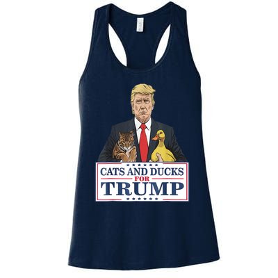 Cats And Ducks For Trump 2024 Kittens And Ducks For Trump Women's Racerback Tank