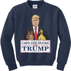 Cats And Ducks For Trump 2024 Kittens And Ducks For Trump Kids Sweatshirt