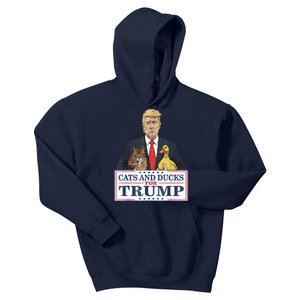 Cats And Ducks For Trump 2024 Kittens And Ducks For Trump Kids Hoodie