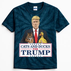 Cats And Ducks For Trump 2024 Kittens And Ducks For Trump Kids Tie-Dye T-Shirt