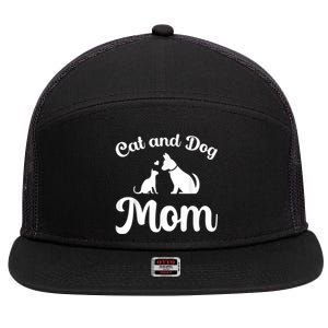 Cats And Dogs Mom Mother's Day Puppy Pets Animals Lover 7 Panel Mesh Trucker Snapback Hat