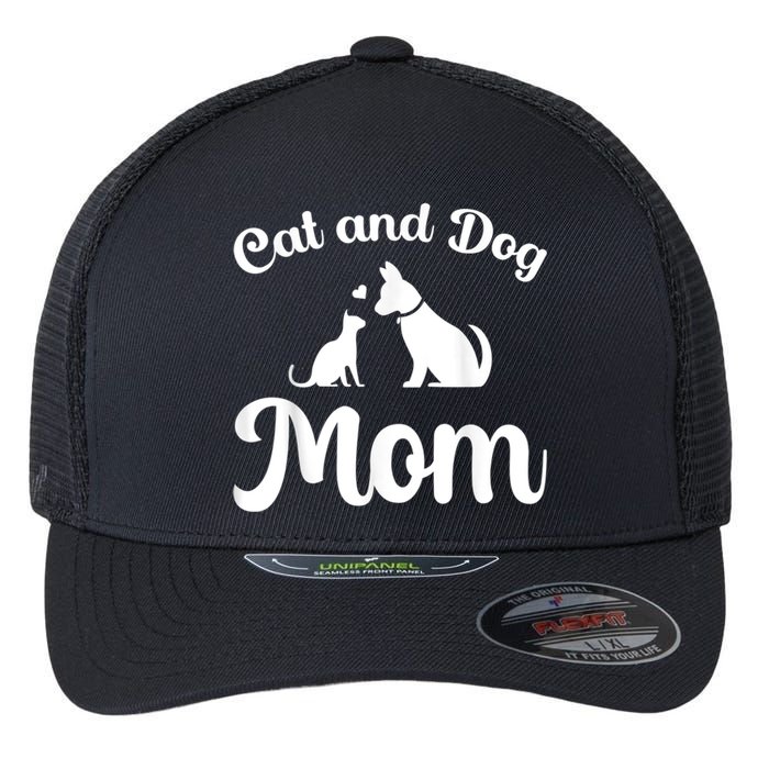 Cats And Dogs Mom Mother's Day Puppy Pets Animals Lover Flexfit Unipanel Trucker Cap