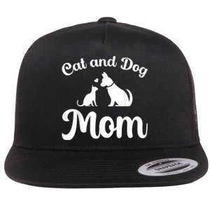 Cats And Dogs Mom Mother's Day Puppy Pets Animals Lover Flat Bill Trucker Hat