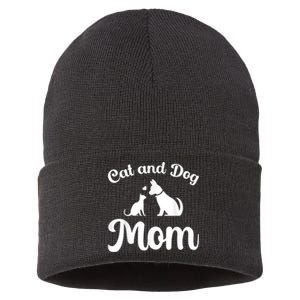 Cats And Dogs Mom Mother's Day Puppy Pets Animals Lover Sustainable Knit Beanie