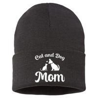 Cats And Dogs Mom Mother's Day Puppy Pets Animals Lover Sustainable Knit Beanie