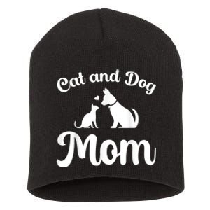 Cats And Dogs Mom Mother's Day Puppy Pets Animals Lover Short Acrylic Beanie