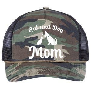 Cats And Dogs Mom Mother's Day Puppy Pets Animals Lover Retro Rope Trucker Hat Cap