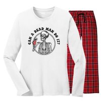 Can A Dead Man Do It Skeleton Halloween Behavior Analysis Women's Long Sleeve Flannel Pajama Set 