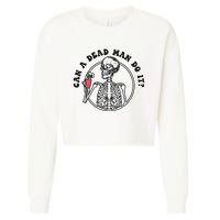 Can A Dead Man Do It Skeleton Halloween Behavior Analysis Cropped Pullover Crew