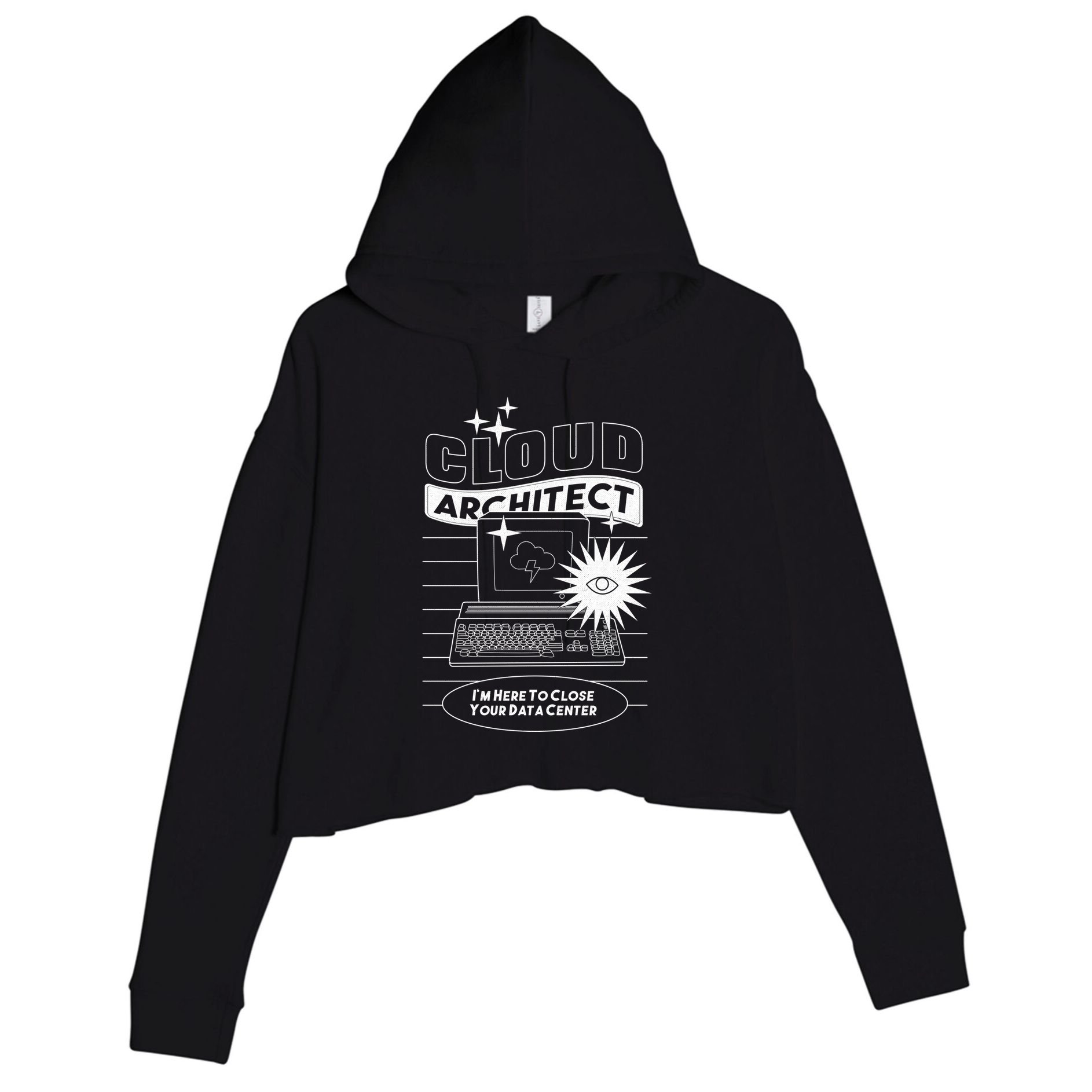Cloud Architect Data Center Crop Fleece Hoodie