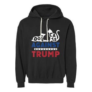 Cats And Dogs Against Trump 2024 Anti Trump Usa Flag Garment-Dyed Fleece Hoodie