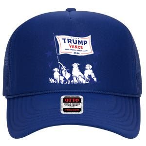 Cats And Dogs For Trump Vance High Crown Mesh Back Trucker Hat