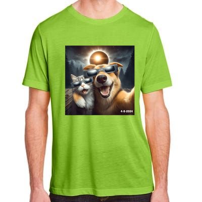 Cat And Dog Selfie With Solar 2024 Eclipse Wearing Glasses Adult ChromaSoft Performance T-Shirt