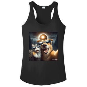 Cat And Dog Selfie With Solar 2024 Eclipse Wearing Glasses Ladies PosiCharge Competitor Racerback Tank