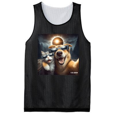 Cat And Dog Selfie With Solar 2024 Eclipse Wearing Glasses Mesh Reversible Basketball Jersey Tank