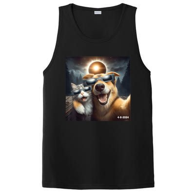 Cat And Dog Selfie With Solar 2024 Eclipse Wearing Glasses PosiCharge Competitor Tank