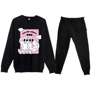 Coffee And Donut Retro Cartoon Food Valentine's Day Cute Gift Premium Crewneck Sweatsuit Set