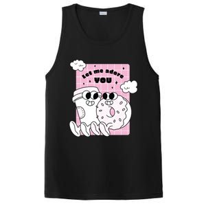 Coffee And Donut Retro Cartoon Food Valentine's Day Cute Gift PosiCharge Competitor Tank