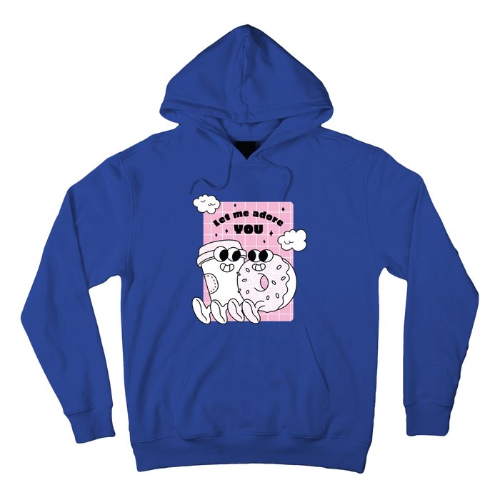 Coffee And Donut Retro Cartoon Food Valentine's Day Cute Gift Hoodie