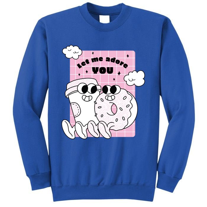 Coffee And Donut Retro Cartoon Food Valentine's Day Cute Gift Sweatshirt