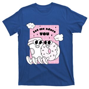 Coffee And Donut Retro Cartoon Food Valentine's Day Cute Gift T-Shirt