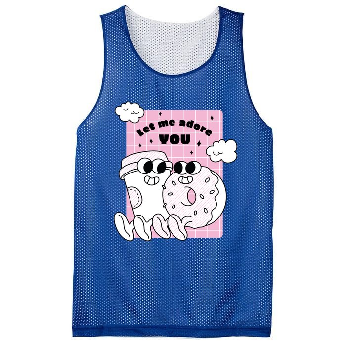 Coffee And Donut Retro Cartoon Food Valentine's Day Cute Gift Mesh Reversible Basketball Jersey Tank