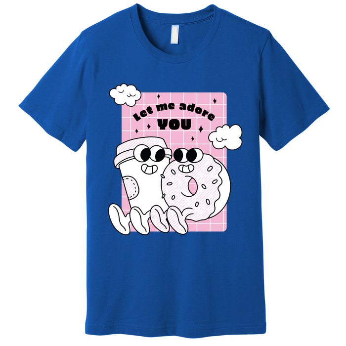 Coffee And Donut Retro Cartoon Food Valentine's Day Cute Gift Premium T-Shirt