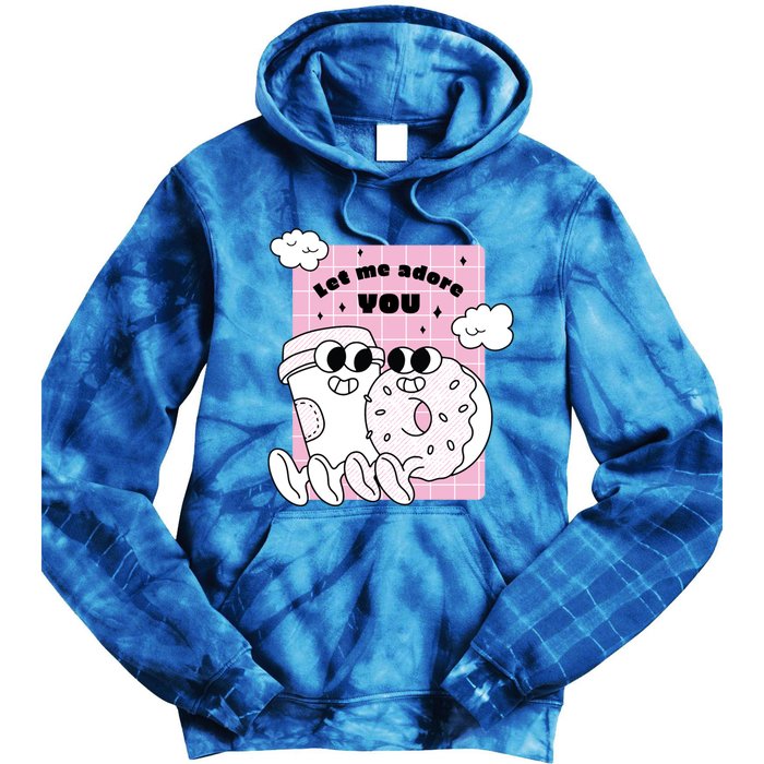 Coffee And Donut Retro Cartoon Food Valentine's Day Cute Gift Tie Dye Hoodie