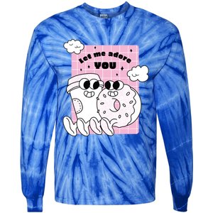 Coffee And Donut Retro Cartoon Food Valentine's Day Cute Gift Tie-Dye Long Sleeve Shirt