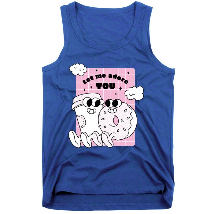 Coffee And Donut Retro Cartoon Food Valentine's Day Cute Gift Tank Top