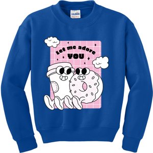 Coffee And Donut Retro Cartoon Food Valentine's Day Cute Gift Kids Sweatshirt