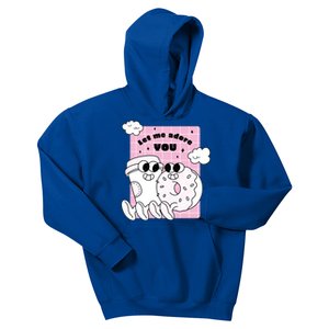 Coffee And Donut Retro Cartoon Food Valentine's Day Cute Gift Kids Hoodie