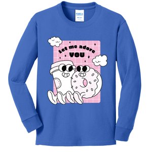 Coffee And Donut Retro Cartoon Food Valentine's Day Cute Gift Kids Long Sleeve Shirt