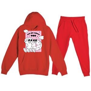 Coffee And Donut Retro Cartoon Food Valentine's Day Cute Gift Premium Hooded Sweatsuit Set