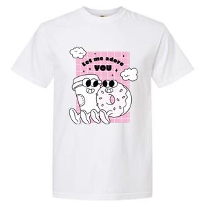 Coffee And Donut Retro Cartoon Food Valentine's Day Cute Gift Garment-Dyed Heavyweight T-Shirt