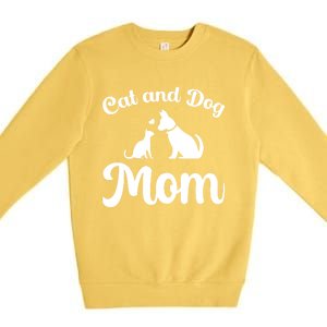 Cats And Dogs Mom Mothers Day Puppy Pets Animals Lover Premium Crewneck Sweatshirt