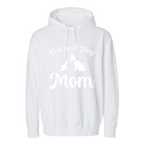 Cats And Dogs Mom Mothers Day Puppy Pets Animals Lover Garment-Dyed Fleece Hoodie