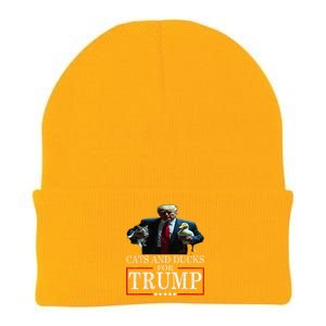 Cats And Ducks For Trump 2024 Kittens And Ducks For Trump Knit Cap Winter Beanie