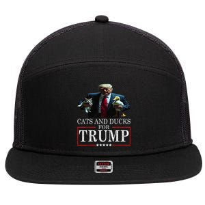 Cats And Ducks For Trump 2024 Kittens And Ducks For Trump 7 Panel Mesh Trucker Snapback Hat