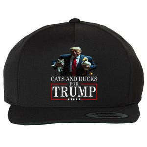 Cats And Ducks For Trump 2024 Kittens And Ducks For Trump Wool Snapback Cap