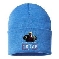 Cats And Ducks For Trump 2024 Kittens And Ducks For Trump Sustainable Knit Beanie