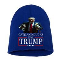 Cats And Ducks For Trump 2024 Kittens And Ducks For Trump Short Acrylic Beanie