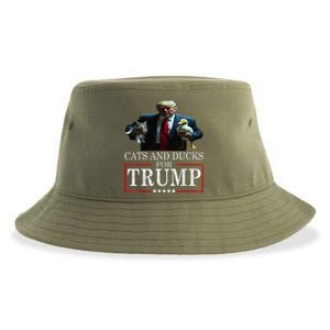 Cats And Ducks For Trump 2024 Kittens And Ducks For Trump Sustainable Bucket Hat